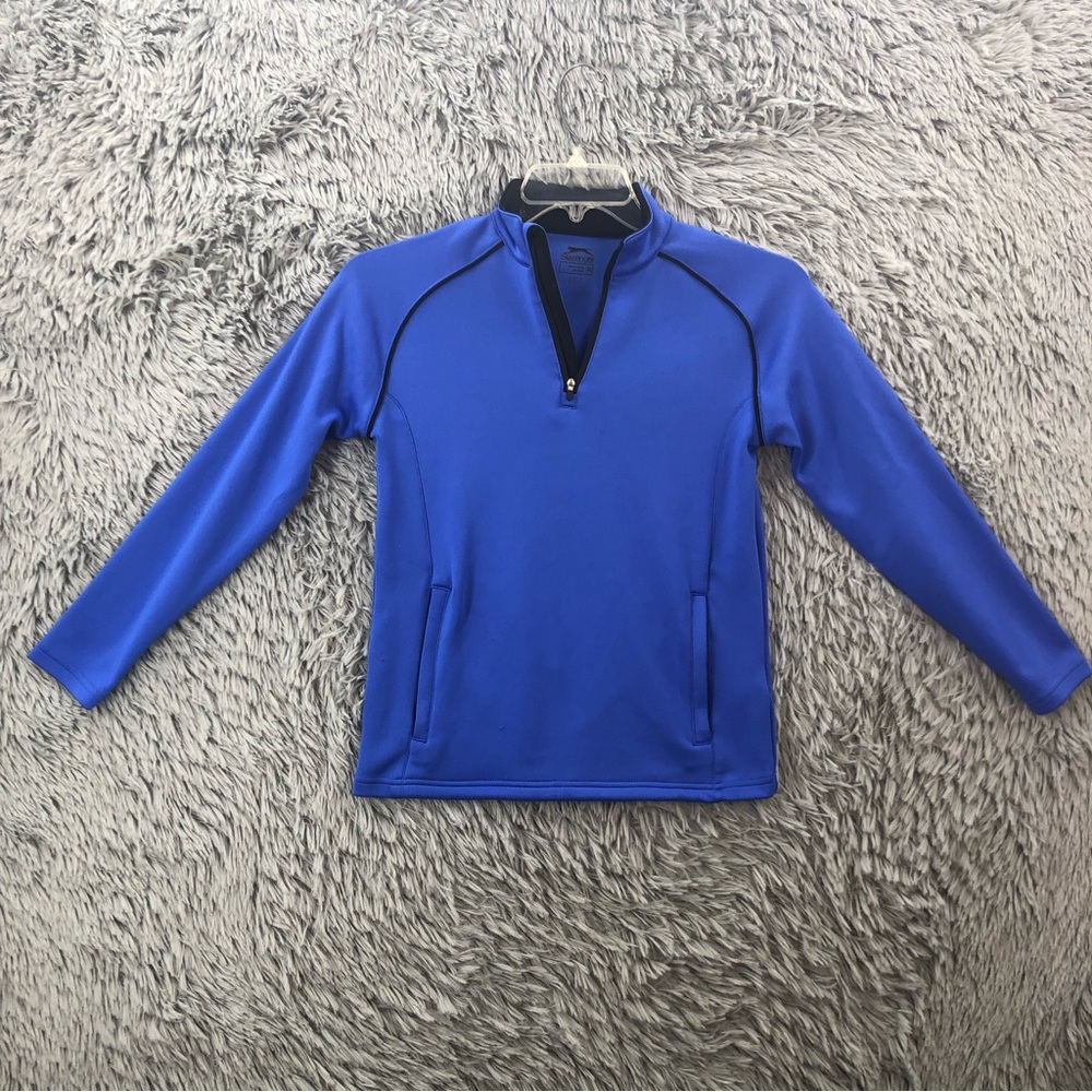 Slazenger Pullover Womens Medium 1/4 Zip Pockets Blue Golf